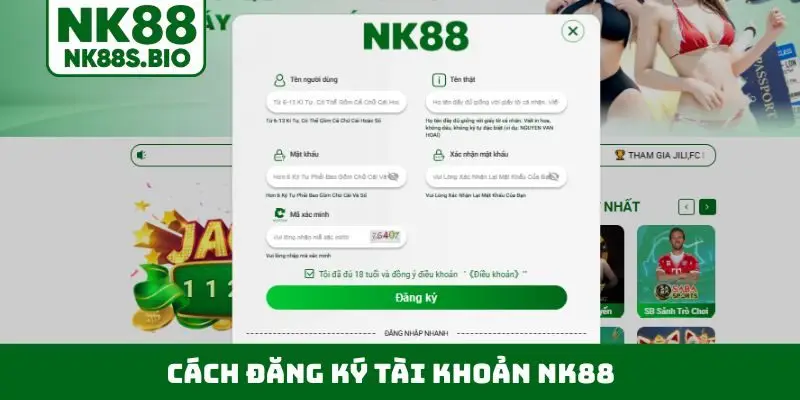 Cách đăng ký tài khoản NK88